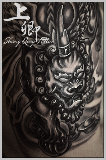 上海纹身上卿纹身作品——传统瑞兽#招财貔貅#
